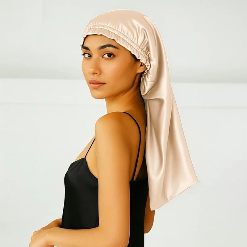 Bonnet de nuit en soie pour cheveux longs
