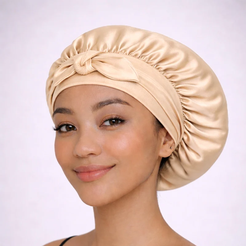 Bonnet de nuit en soie ajustable