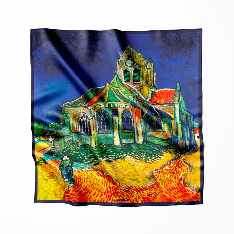 Foulard en soie Van Gogh L'Église d'Auvers-sur-Oise