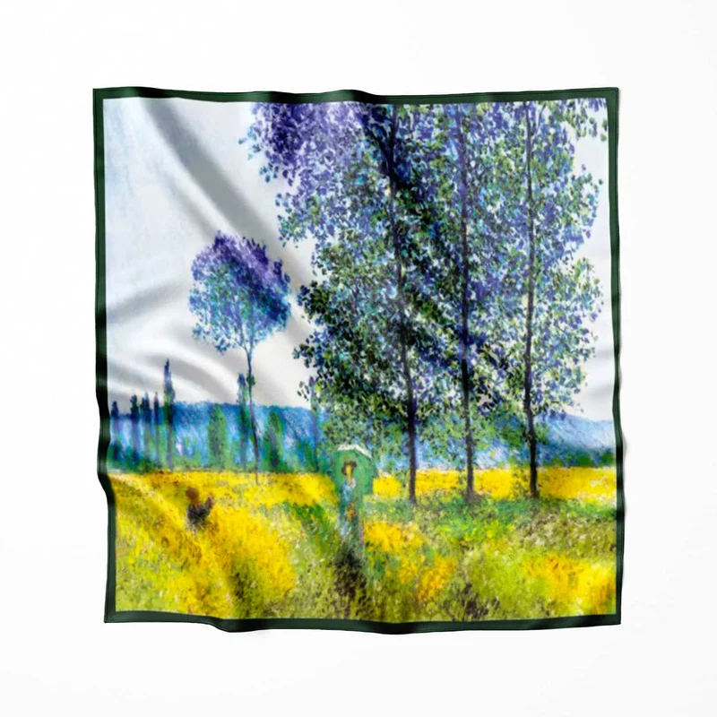 Foulard en soie Claude Monet Sous les peupliers, effet de soleil