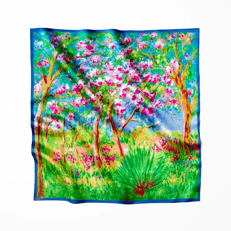 Foulard en soie Claude Monet Arbres en fleurs