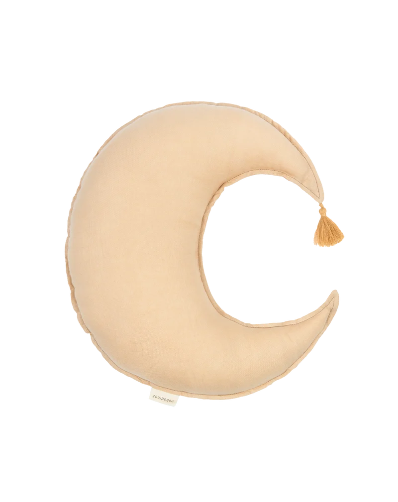 Moon cushion in washed French linen L1N0