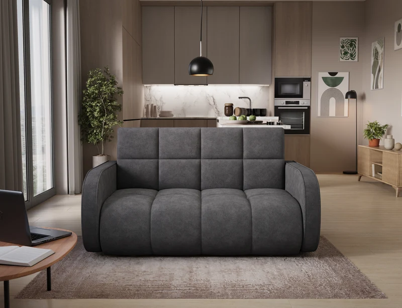 Deverio 3 Seater Condo Size Storage Sleeper Sofa - Dark Grey