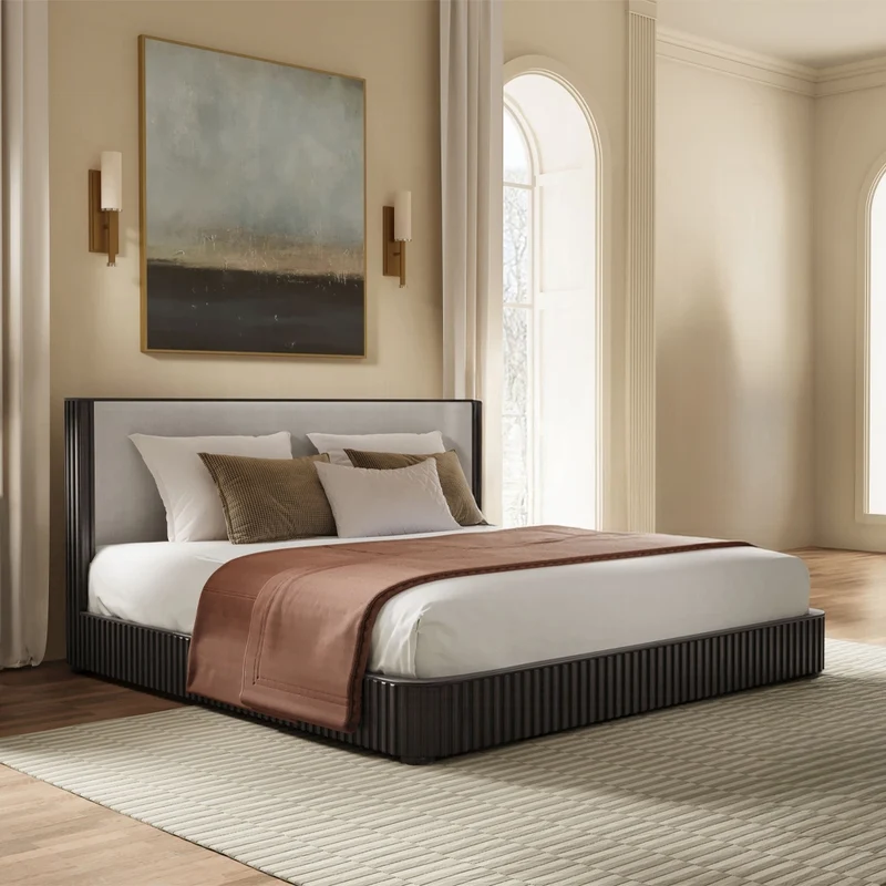 Laffery Luxury Chanel Detail Platform Bed - Espresso