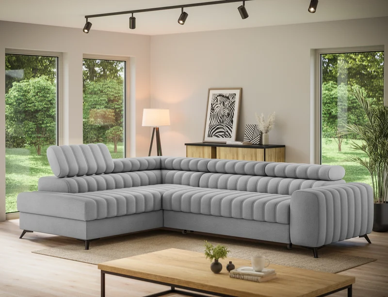 Kanedo Storage Sleeper Sectional Sofa - Grey