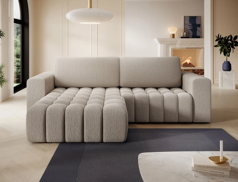 Bonett 4 Seater Storage Sleeper Chaise Sofa - Beige