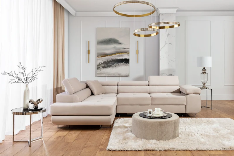 Anton Storage Sleeper Sectional Sofa - Beige