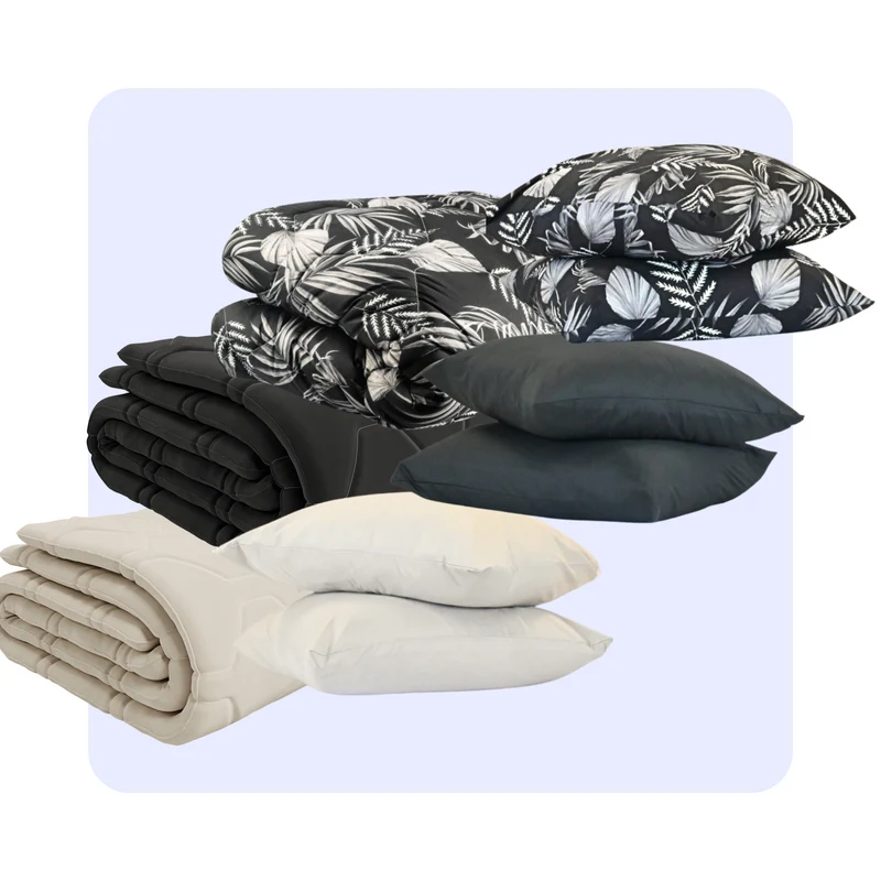 HappyBed bestseller bundel – Set van 3 (Black Leaves, Taupe & Black) - Incl. kussenslopen (60x70 cm) - Dekbedden voor het hele jaar