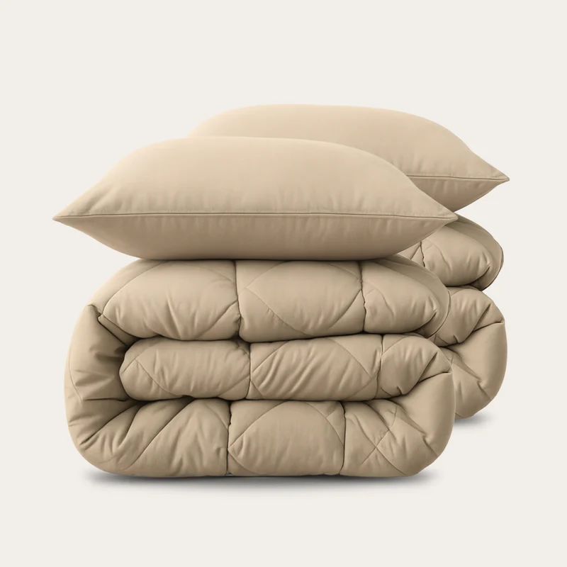 HappyBed Bestseller Bundel | All-Season Dekbedset Taupe – 2-delige bundel met instopstrook + kussenslopen
