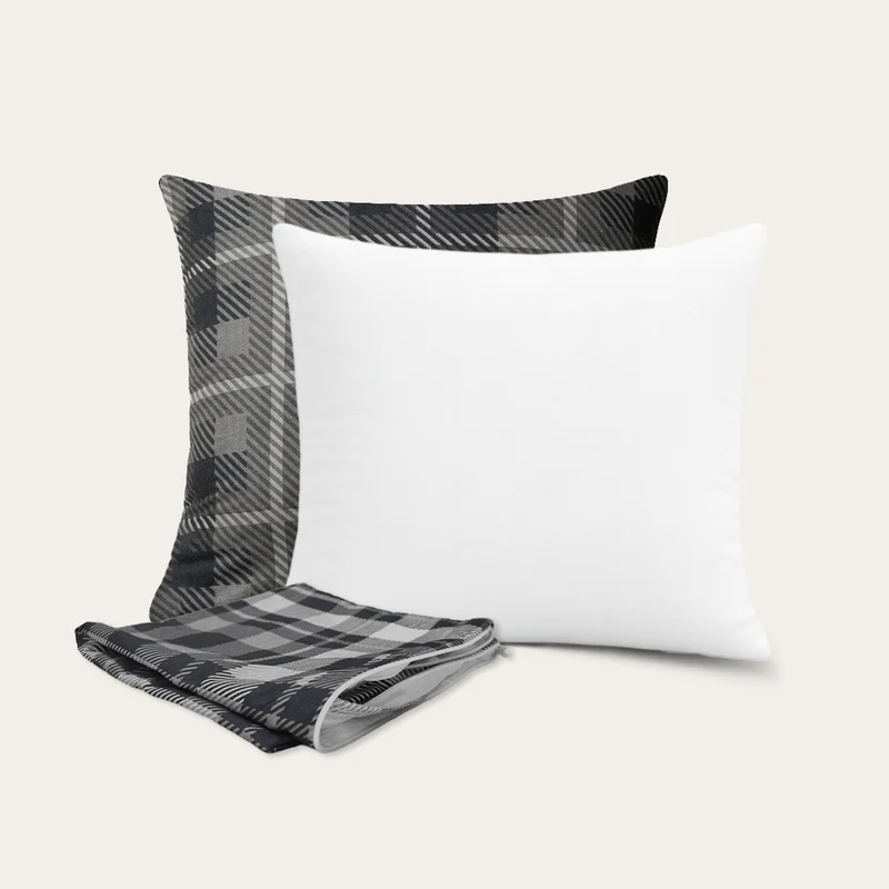 HappyBed 4-delige Sierkussen Bundel | Kussens + Slopen | Grey Tartan | 45x45 cm