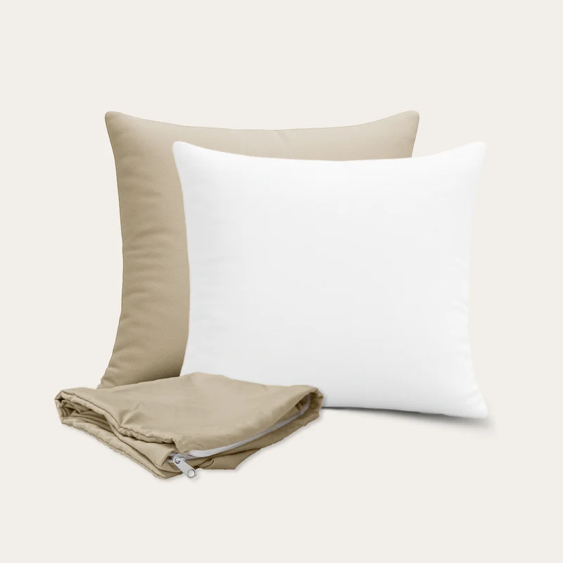 HappyBed 4-delige Sierkussen Bundel | Kussens + Slopen | Taupe | 45x45 cm