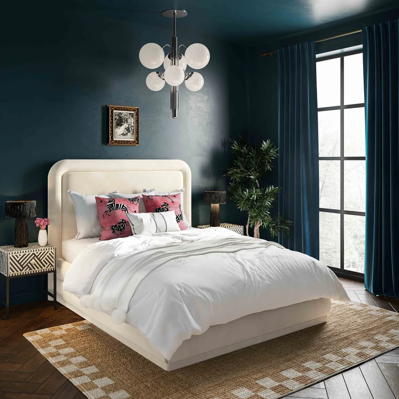 Dee Performance Grade Platform Velvet Bed - Multiple Colors Available
