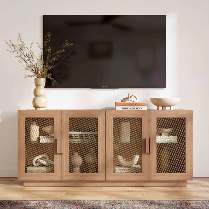 Marais 72" Natural Wood Storage Media Console/TV Stand - Multiple Color Options
