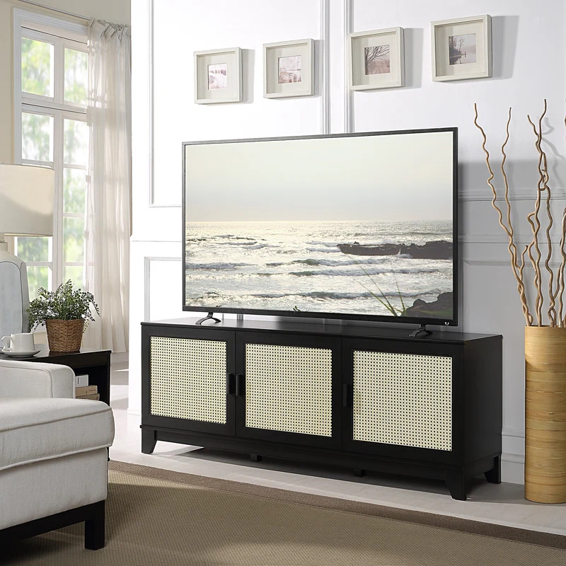 Drift 63" Faux Cane Storage TV Stand - Multiple Color Options