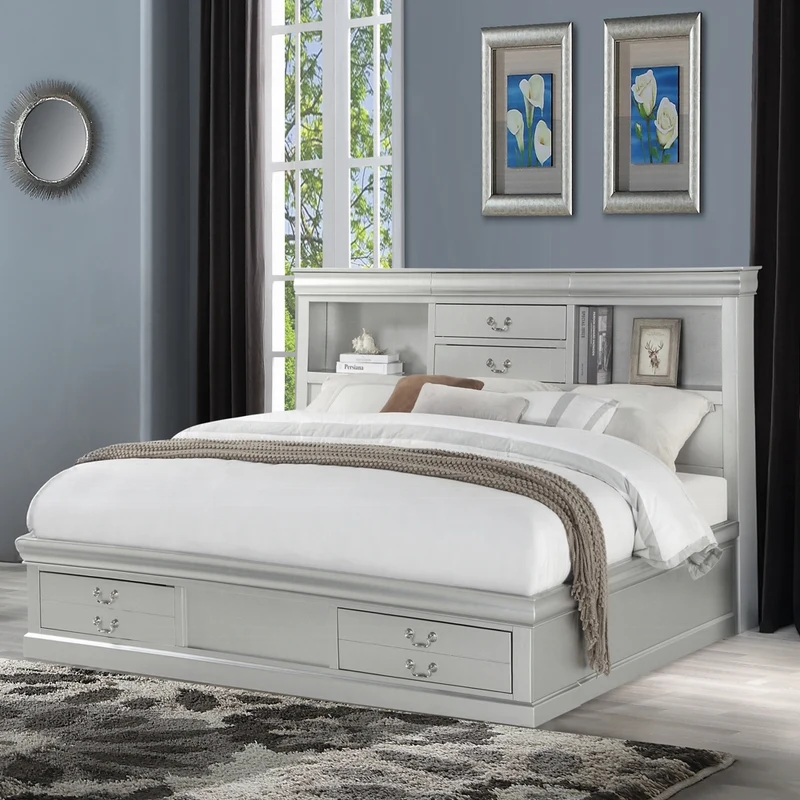 Storea Multi Drawer Storage Platform Bed - White Platinum