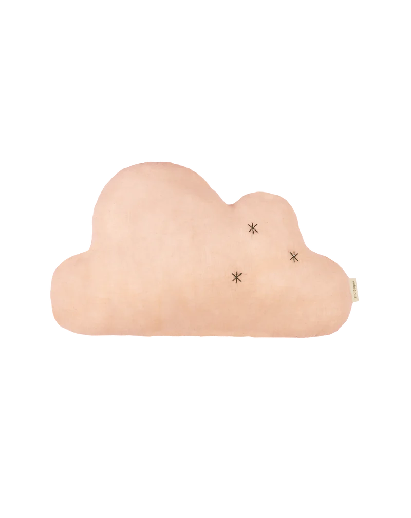 Embroidered cloud cushion in double muslin Wabi-Sabi