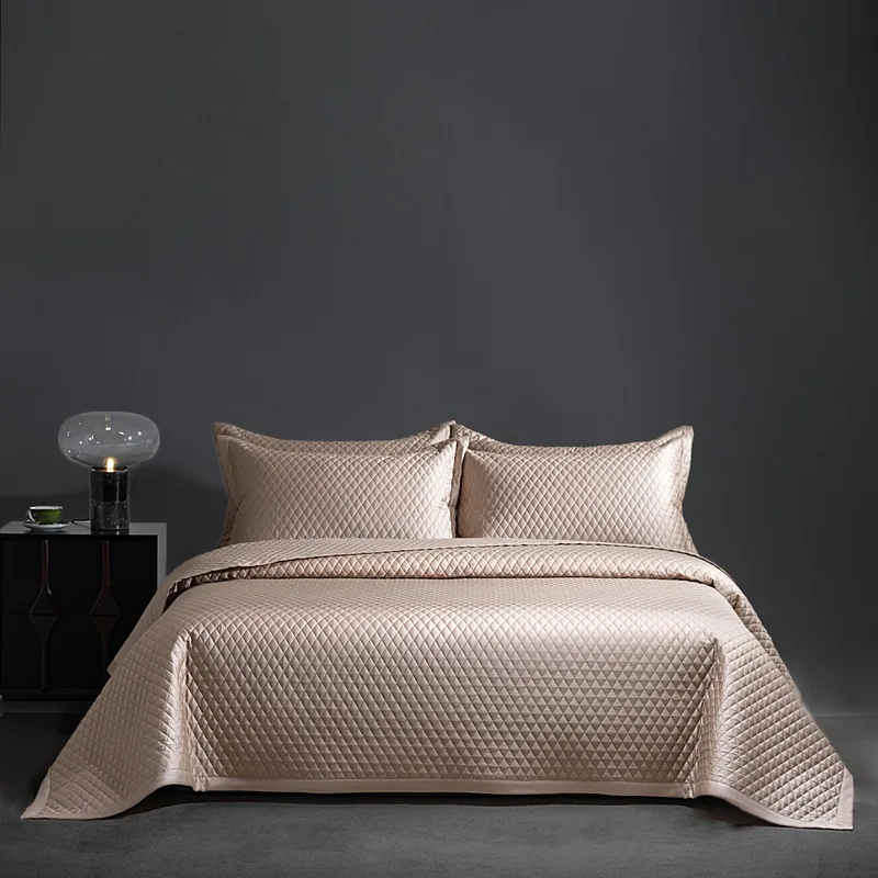 Avignon 3 Pc Light Weight Quilted Comforter Set - Champagne/Dark Grey/Beige/Steel Blue/Burgundy/White/Olive Green/Blush Pink