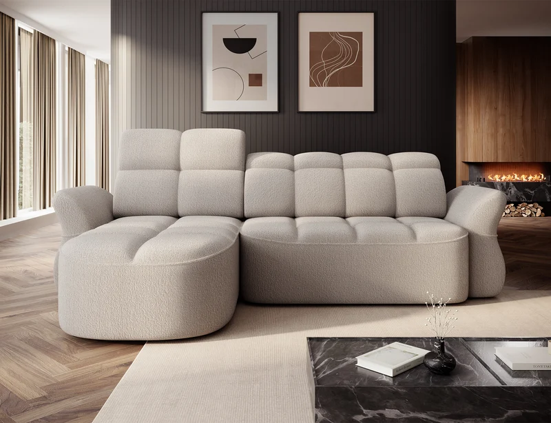 Beneth Storage Sleeper Chaise Sofa - Ivory Cream