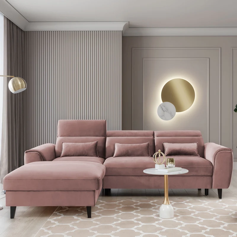 Foble Sectional Storage Sleeper Chaise Sofa - Blush