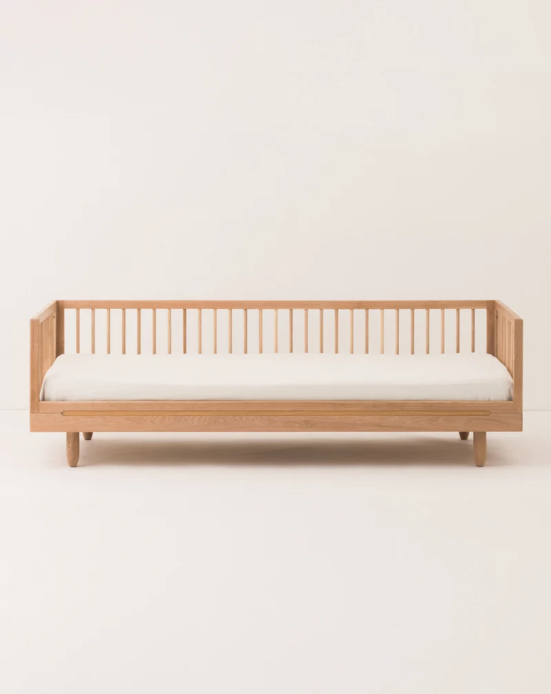 Pack oak wood single bed + sofa extension Pure
