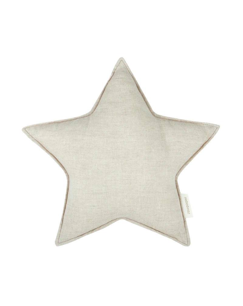 Star cushion in washed French linen L1N0