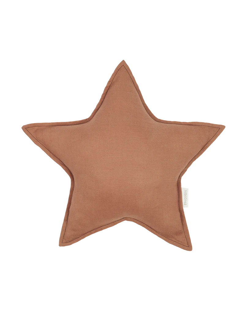 Star cushion in washed French linen L1N0