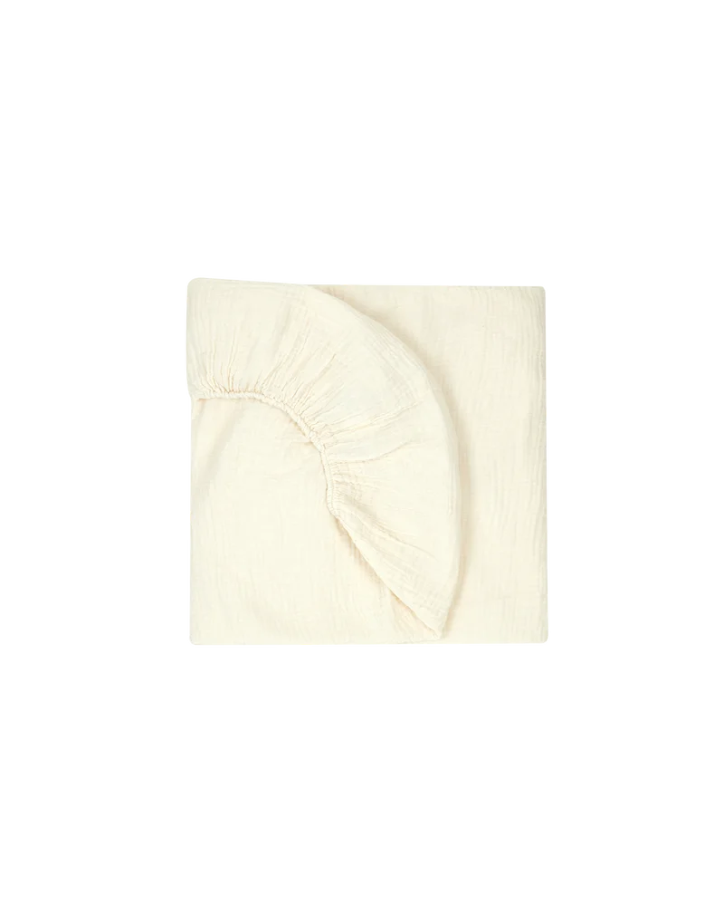 Baby fitted sheet in washed double muslin Wabi-Sabi