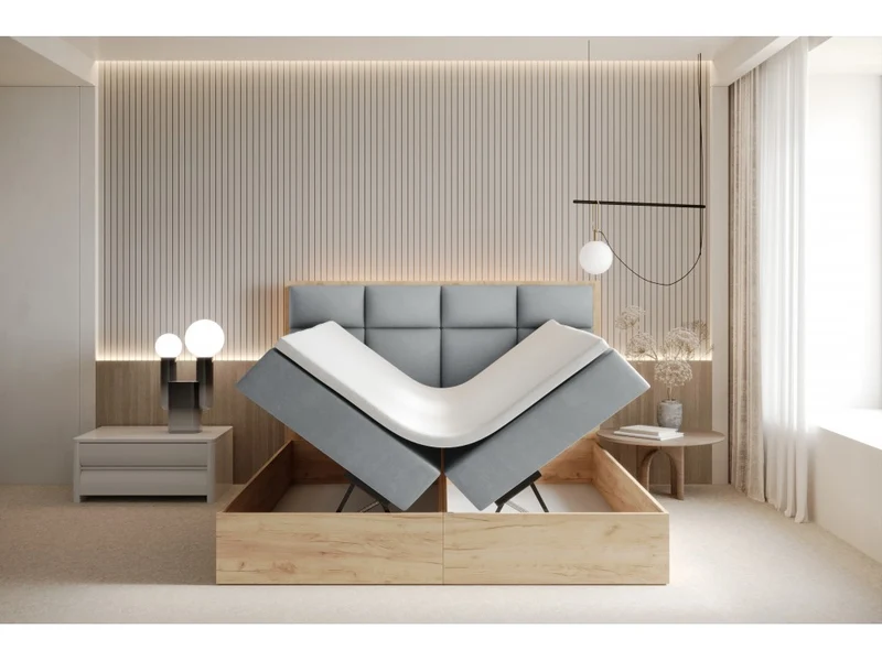 Selva Upholstered Lift Storage Platform Bed - Grey