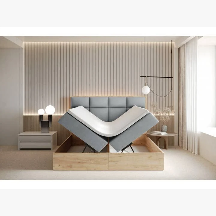 Selva Upholstered Lift Storage Platform Bed - Grey