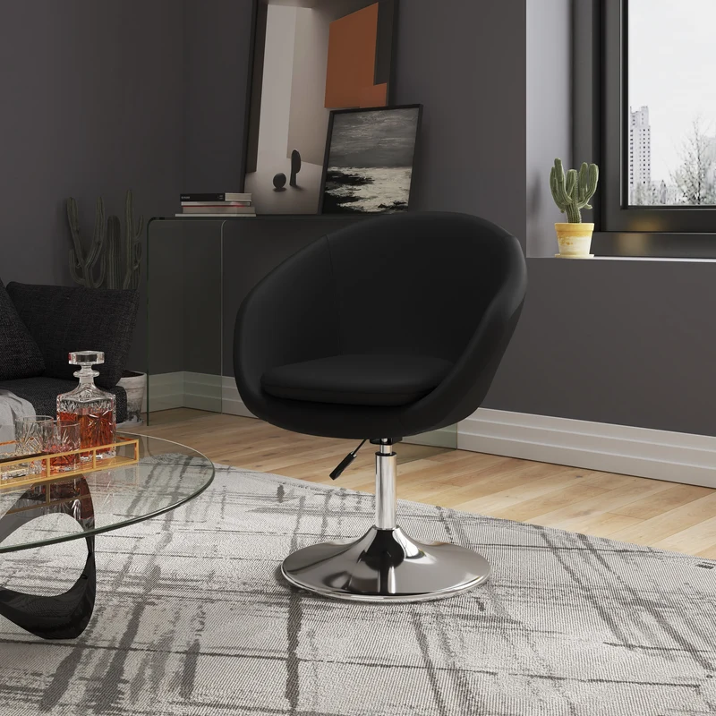 Chandra Swivel Adjustable Faux Leather Accent/Office Chair - Black