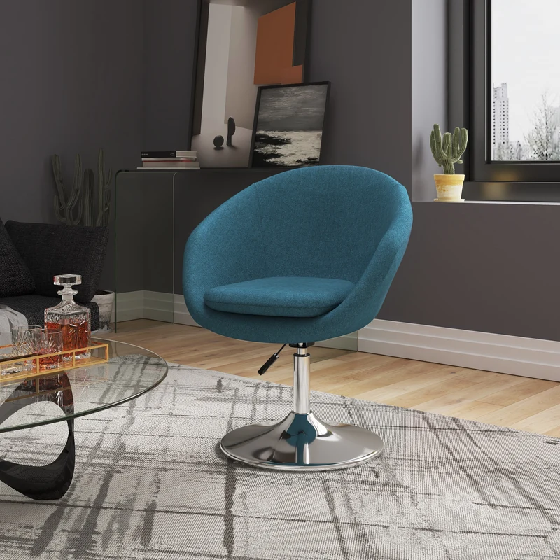 Chandra Swivel Adjustable Faux Leather Accent/Office Chair - Teal Blue