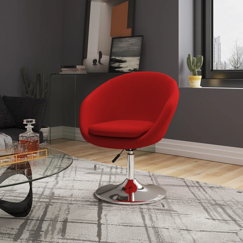 Chandra Swivel Adjustable Faux Leather Accent/Office Chair - Red