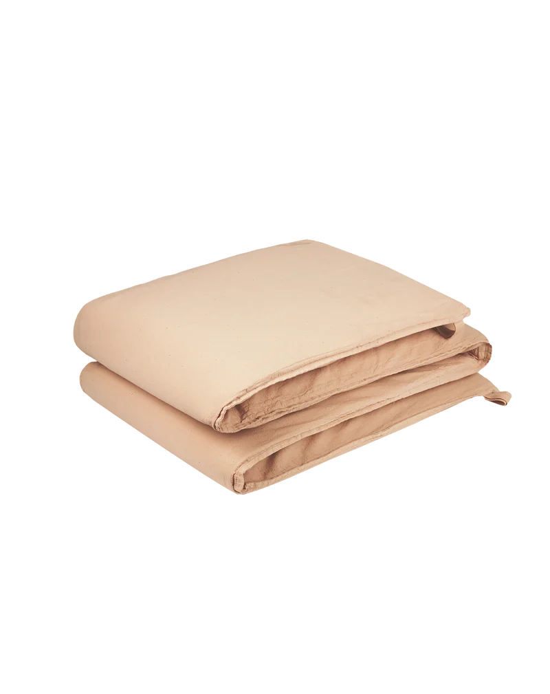 Zipped cot bumper in washed cotton Wabi-Sabi