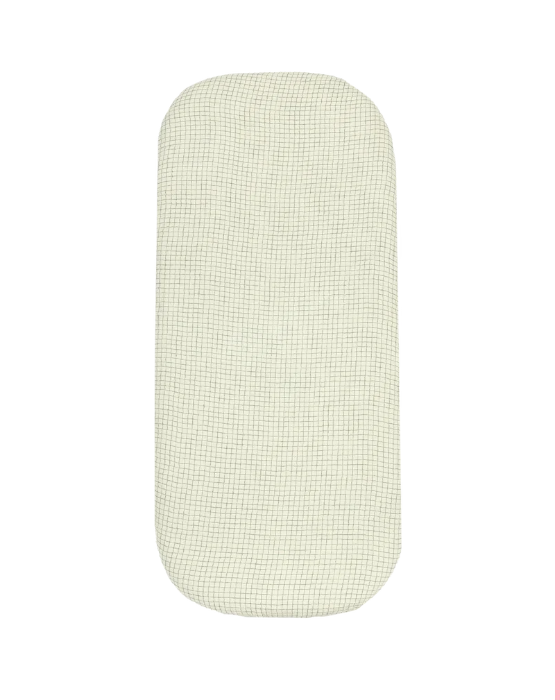 Newborn cradle fitted sheet in washed double muslin Wabi-Sabi