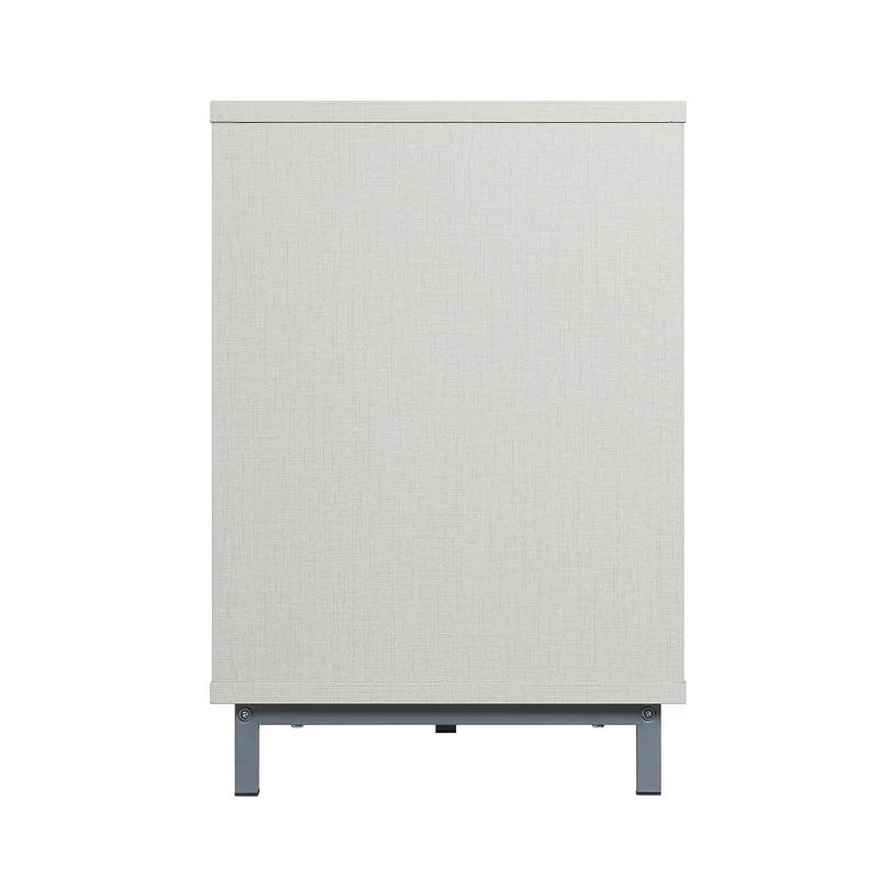 Firey 60" TV Stand/Fireplace with Glass Shelves - Beige Gloss