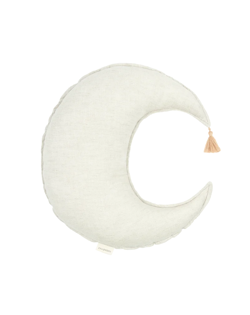 Moon cushion in washed French linen L1N0