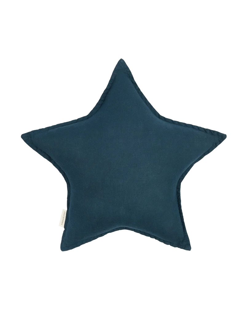 Star cushion in washed French linen L1N0