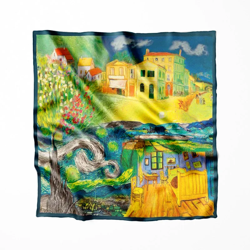 Carré de soie Van Gogh - Palette lumineuse