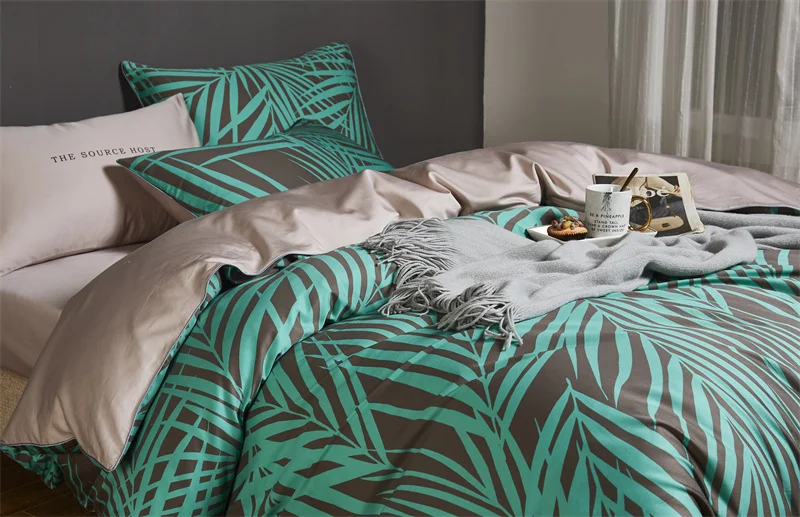 Eden 600 TC Floral Cotton Duvet Set - Green/Brown
