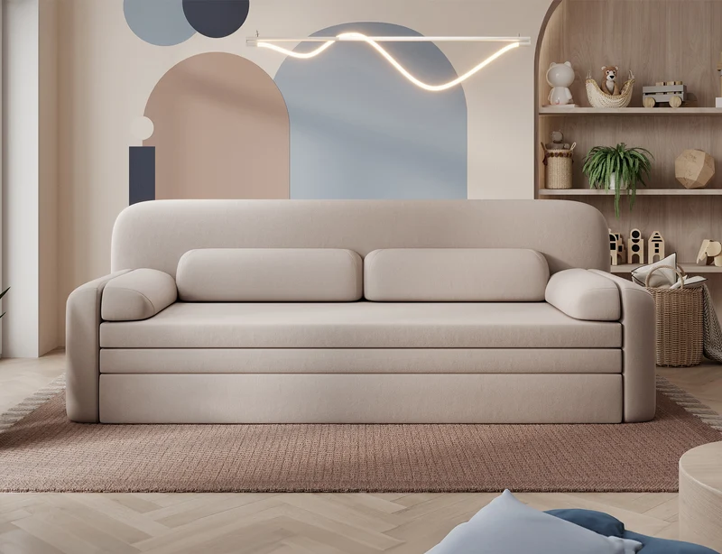 Elioss 3 Seater Storage Sleeper Sofa - Beige