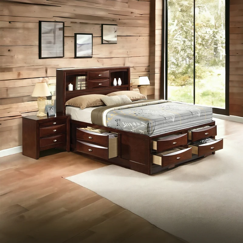 Neend Multi Drawer Storage Platform Bed - Espresso