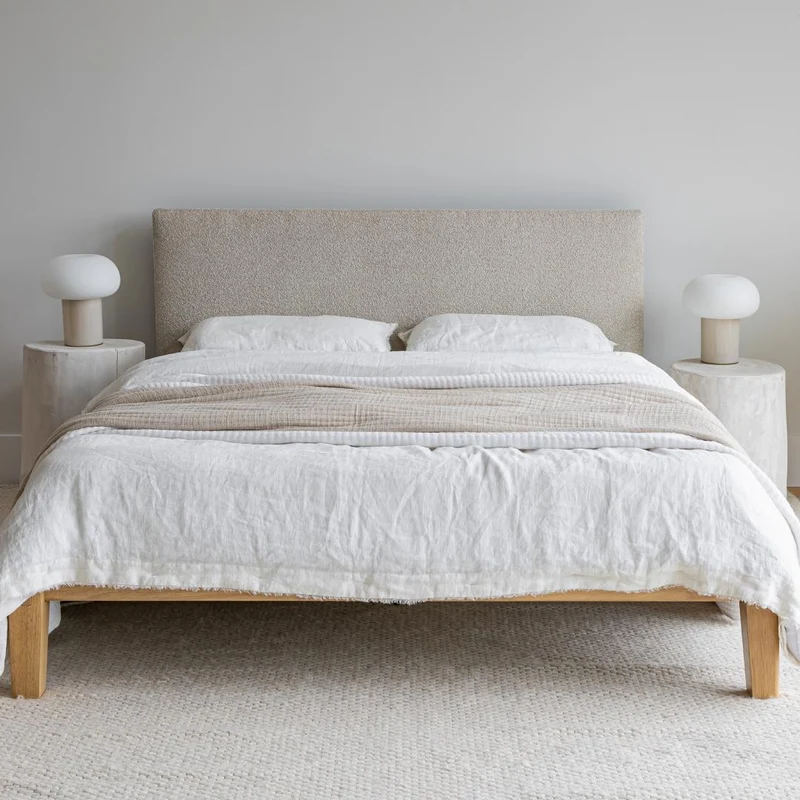 Luna Tool Free Upholstered Queen Bed - Beige
