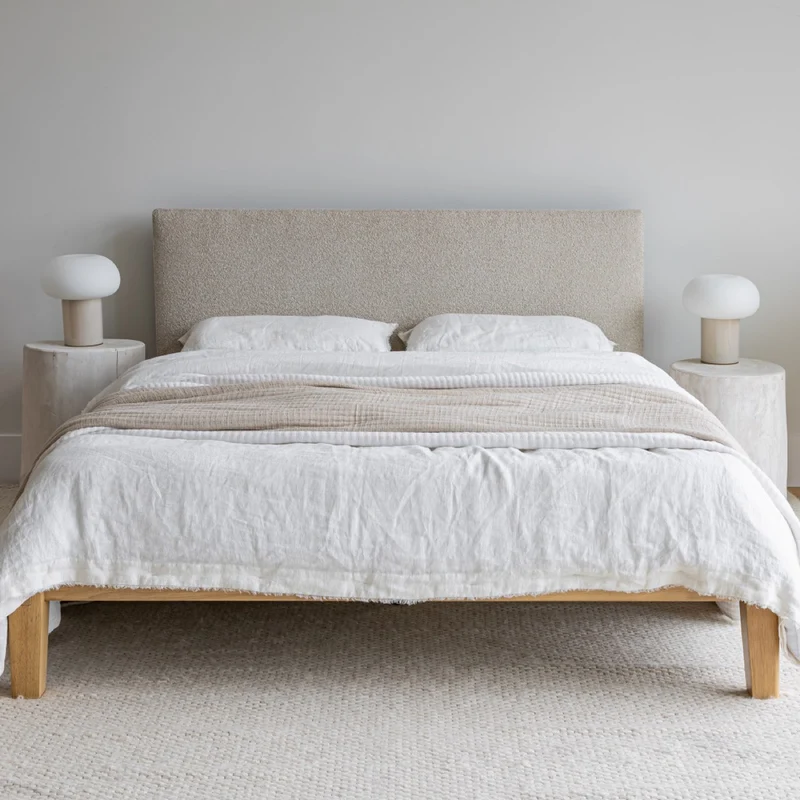 Luna Tool Free Upholstered Double Bed - Beige
