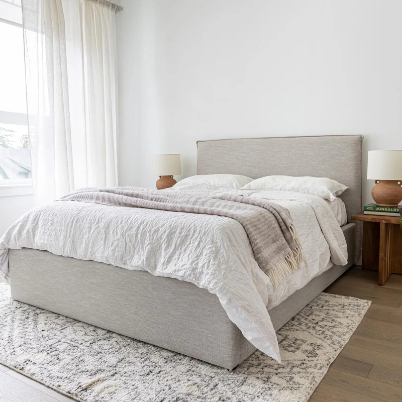 Seine Upholstered Storage Bed - Sand