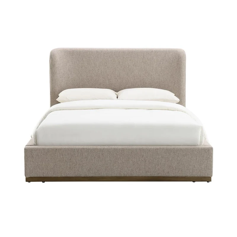 Faye Upholstered Bed With Curved Headboard - Perfect Taupe