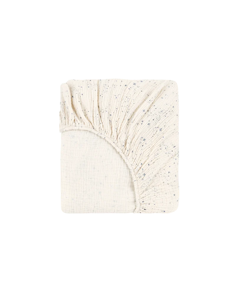 Baby fitted sheet in washed double muslin Wabi-Sabi