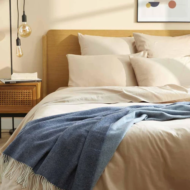 Plaid pure laine Mérinos & Cachemire bicolore Gourette