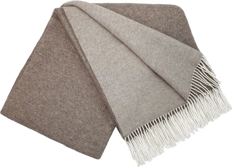 Plaid pure laine Mérinos & Cachemire bicolore Gourette