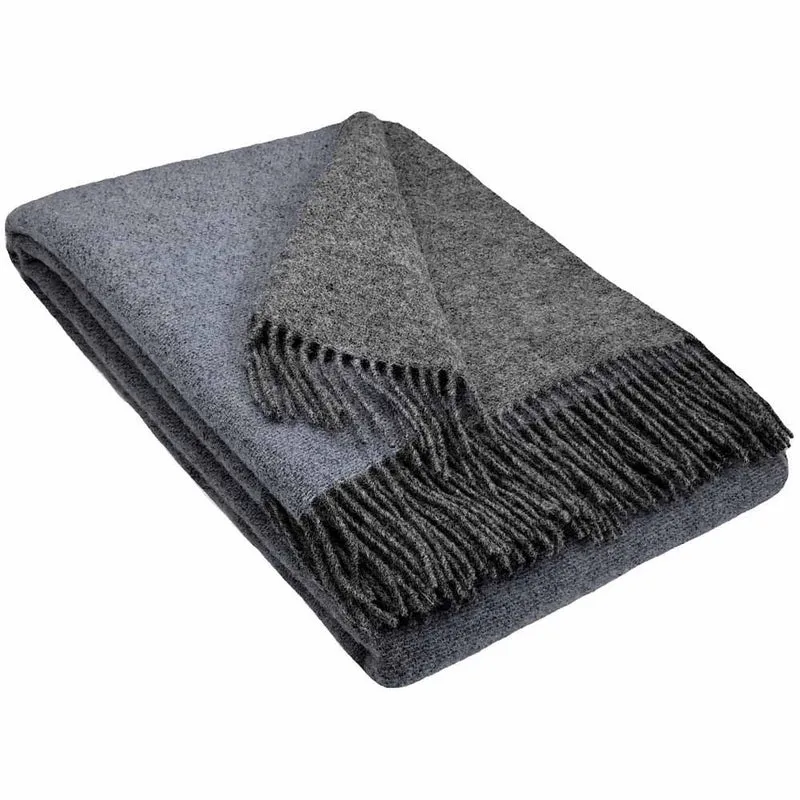 Plaid laine vierge écologique "soft touch" bicolore Laruns