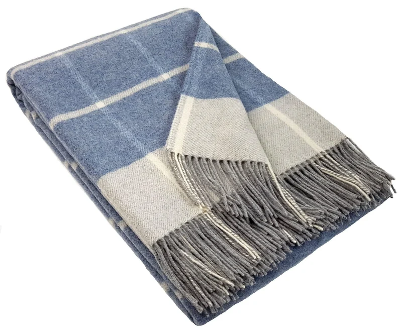 Plaid pure laine Mérinos & Cachemire Ossau carreaux